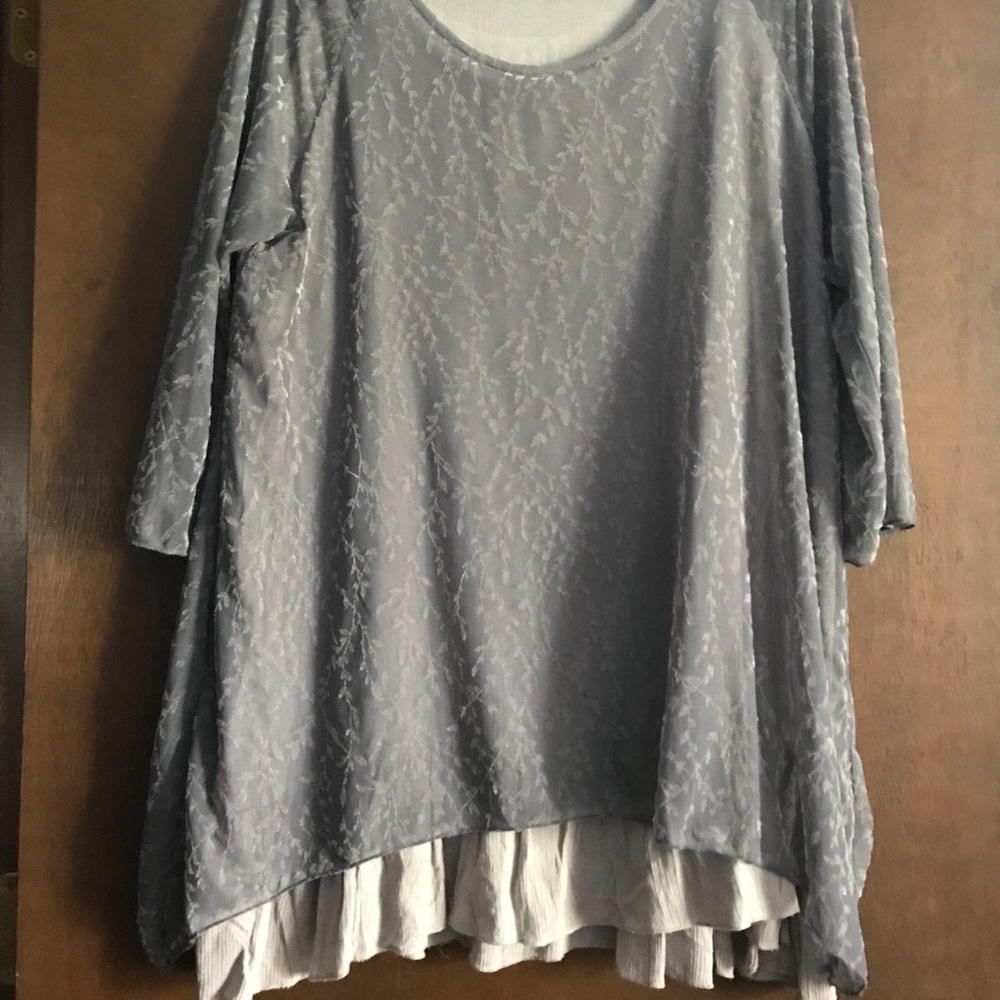 Grey double layered silk Blouse